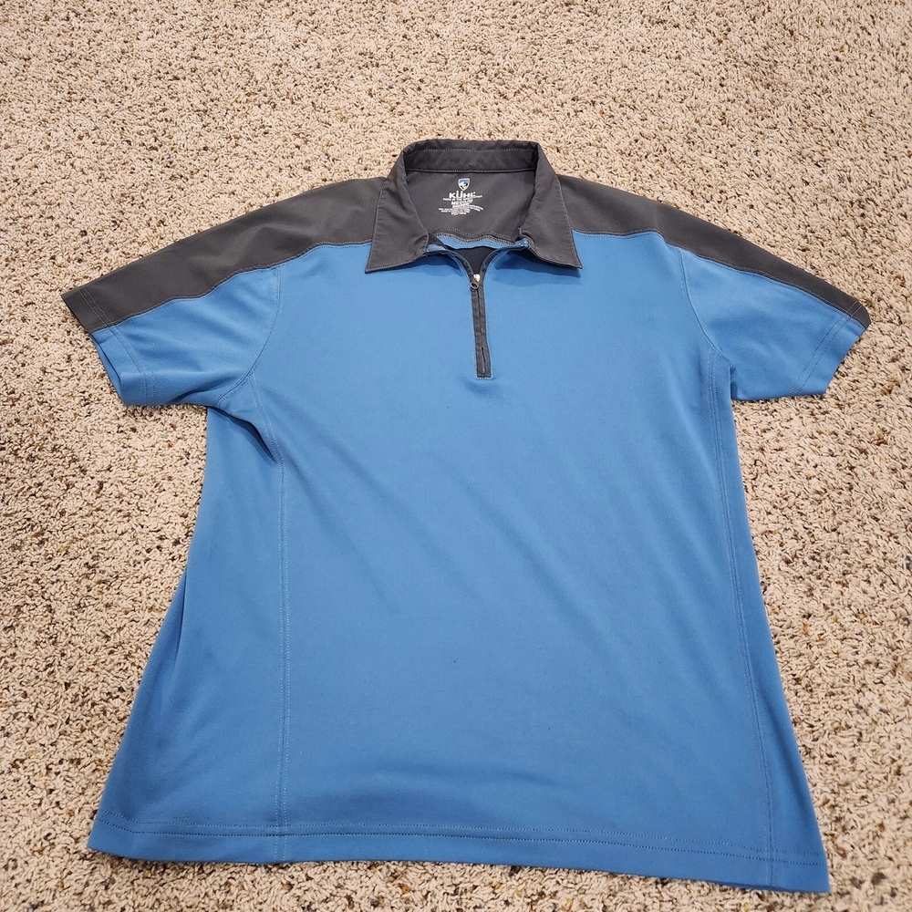 Men's Blue and Gray Polo Shirt